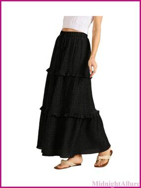 Flowy Maxi Skirt High Waisted A-Line Long Skirt Renaissance Boho
